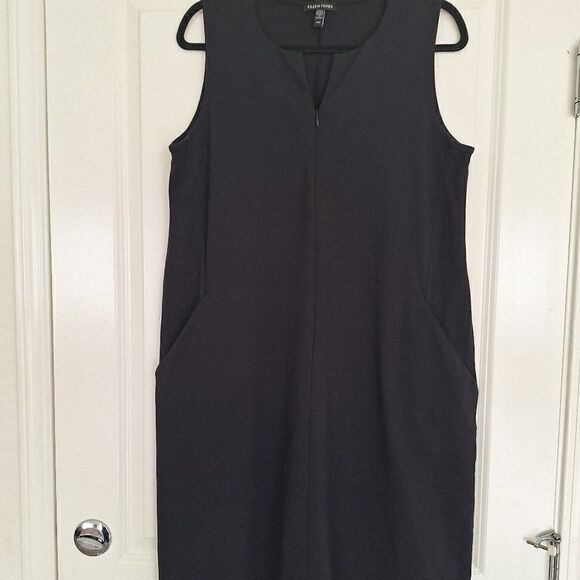 Eileen Fisher  black sleevles pocket dress size M - Picture 1 of 7